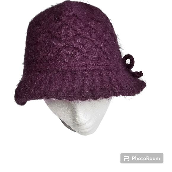 Purple Angora & Polyester Bucket Hat - Size 57 cm - Picture 1 of 6